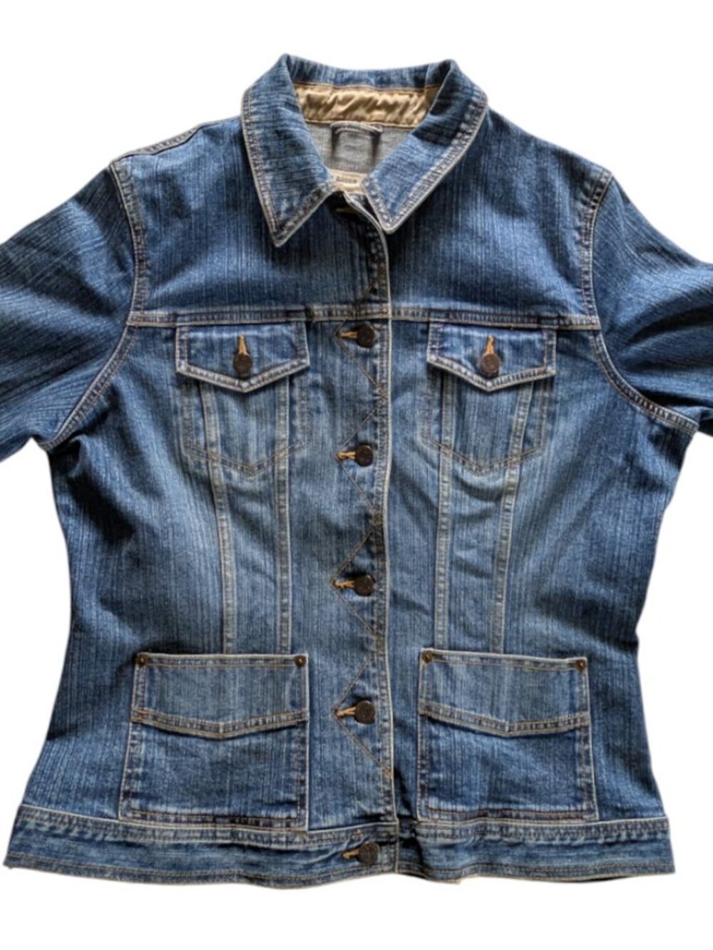 Eddie Bauer Blue Jean Denim Jacket Women's Size Large Button Front Closure